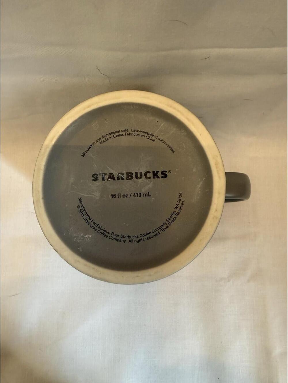 2013 Starbucks 16 Oz Matte Slate Gray Tapered Wide Base Embossed Coffee Mug Cup - Picture 2 of 3